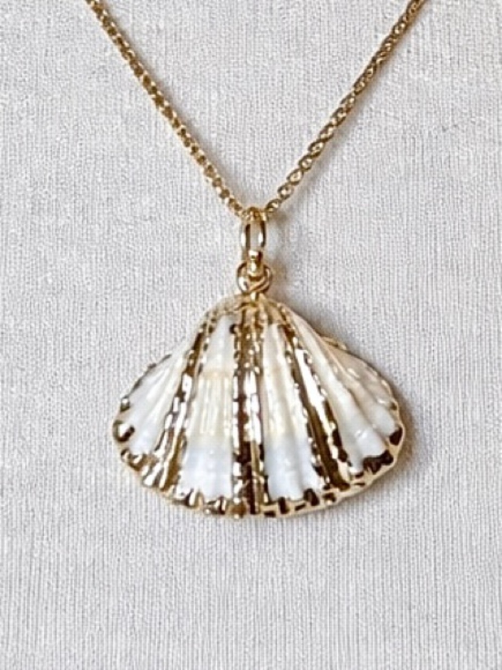 Hand Crafted Gold Seashell Charm Necklace